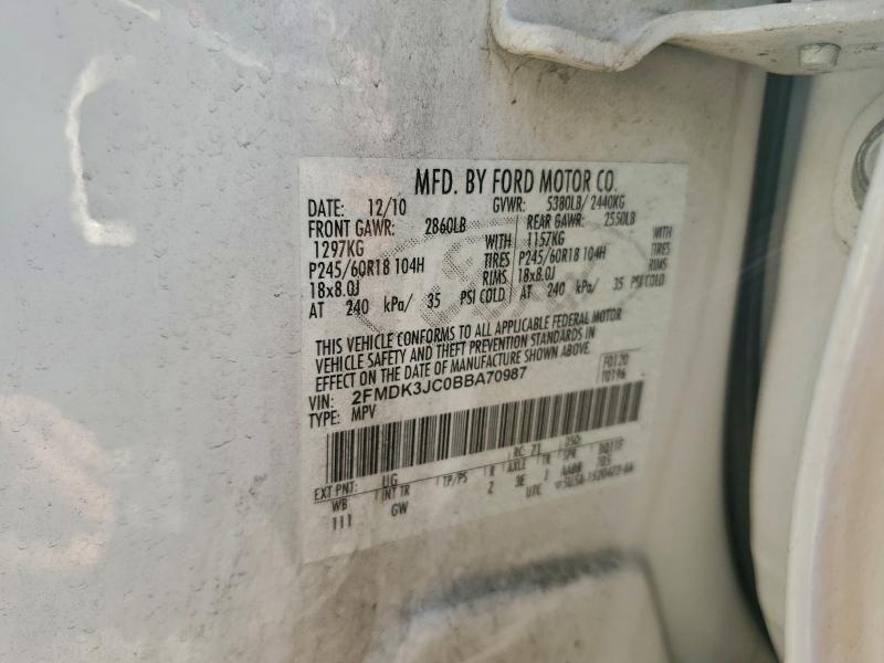 Photo 14 from auction – 2011 FORD EDGE with VIN 2FMDK3JC0BBA70987