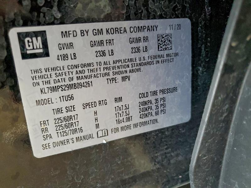 Photo 14 from auction – 2021 CHEVROLET TRAILBLAZE with VIN KL79MPS29MB094261