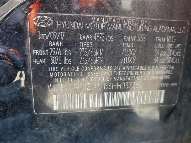 Photo 14 from auction – 2017 HYUNDAI SANTA FE S with VIN 5NMZU3LB3HH037260