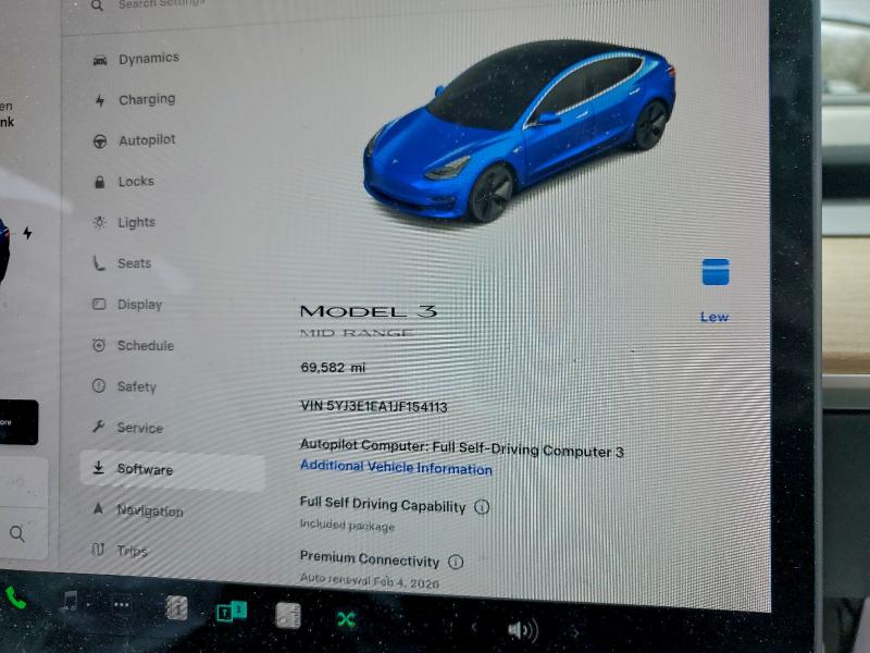Photo 9 from auction – 2018 TESLA MODEL 3 with VIN 5YJ3E1EA1JF154113