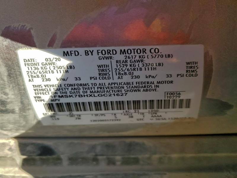 Photo 14 from auction – 2020 FORD EXPLORER with VIN 1FMSK7BHXLGC21627