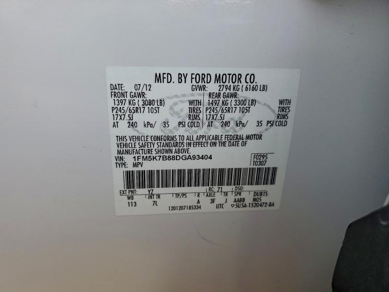 Photo 14 from auction – 2013 FORD EXPLORER with VIN 1FM5K7B88DGA93404