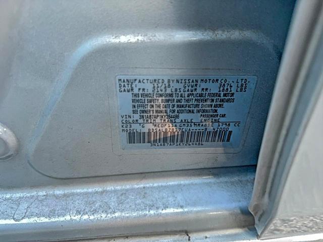 Photo 10 from auction – 2019 NISSAN SENTRA S with VIN 3N1AB7AP1KY264486