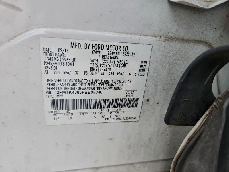 Photo 14 from auction – 2015 FORD EDGE SEL with VIN 2FMTK4J85FBB05848