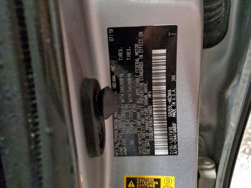 Photo 14 from auction – 2019 TOYOTA HIGHLANDER with VIN 5TDBZRFH2KS714809