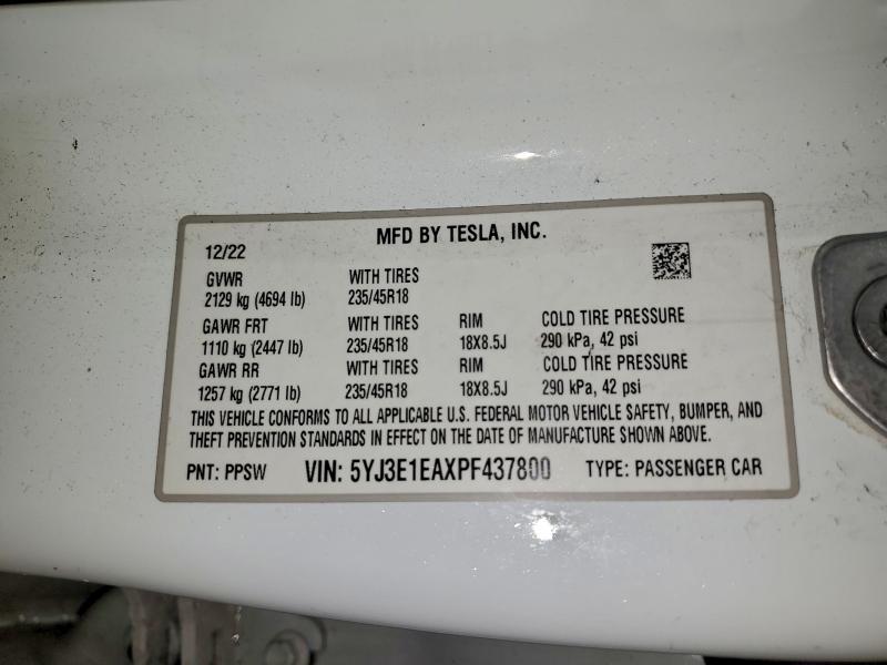 Photo 14 from auction – 2023 TESLA MODEL 3 with VIN 5YJ3E1EAXPF437800