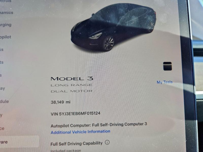 Photo 9 from auction – 2021 TESLA MODEL 3 with VIN 5YJ3E1EB6MF015124