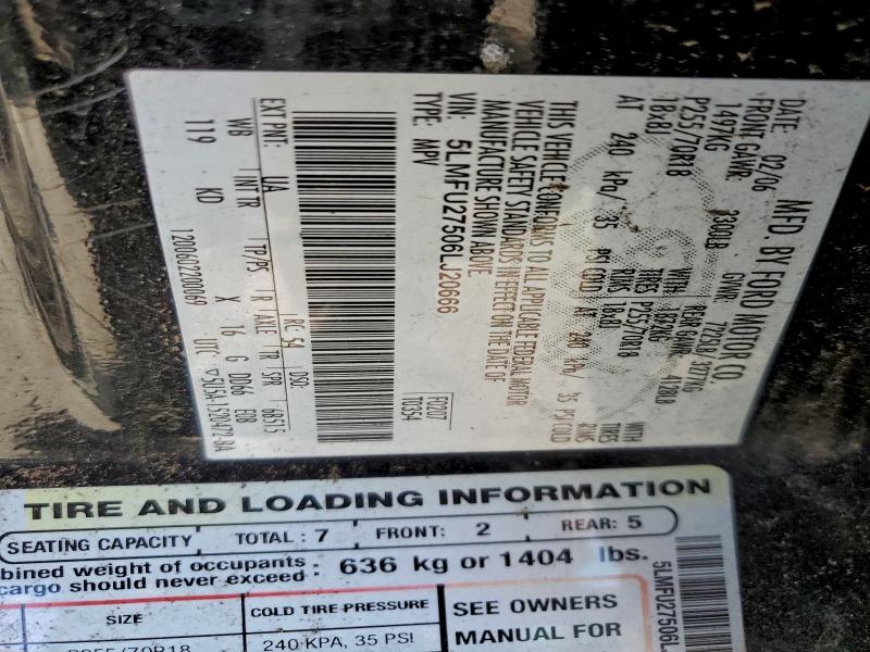 Photo 14 from auction – 2006 LINCOLN NAVIGATOR with VIN 5LMFU27506LJ20666