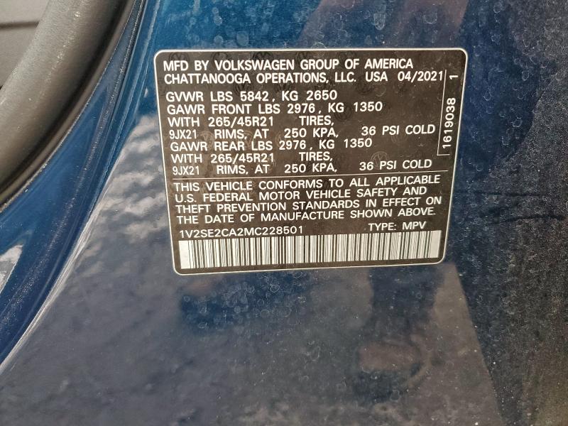 Photo 14 from auction – 2021 VOLKSWAGEN ATLAS CROS with VIN 1V2SE2CA2MC228501
