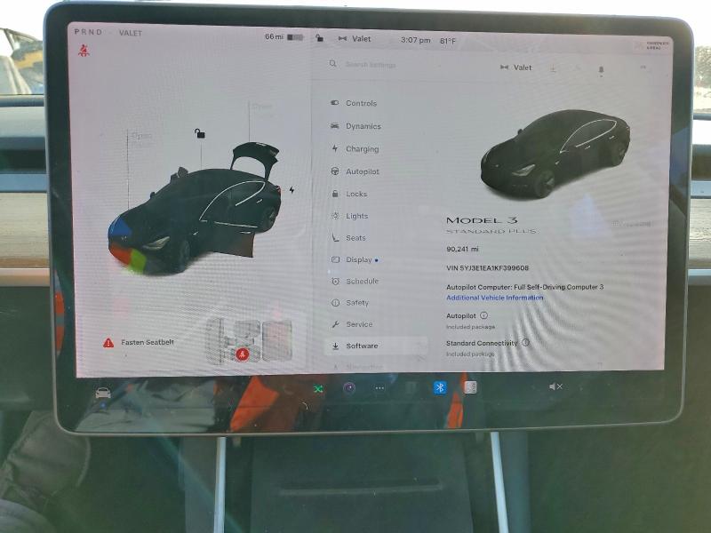 Photo 9 from auction – 2019 TESLA MODEL 3 with VIN 5YJ3E1EA1KF399608