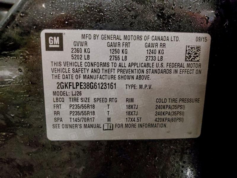 Photo 14 from auction – 2016 GMC TERRAIN SL with VIN 2GKFLPE38G6123161