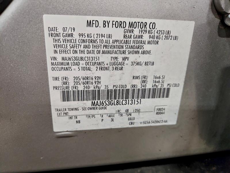 Photo 14 from auction – 2020 FORD ECOSPORT S with VIN MAJ6S3GL8LC313151