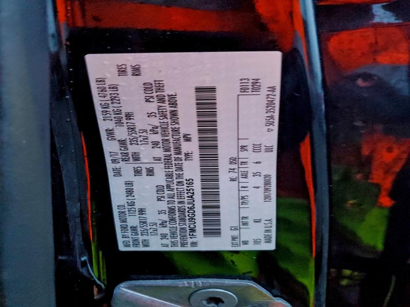 Photo 14 from auction – 2018 FORD ESCAPE SE with VIN 1FMCU9GD6JUA25165