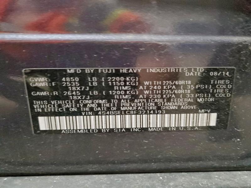 Photo 14 from auction – 2015 SUBARU OUTBACK 3. with VIN 4S4BSELC8F3214193