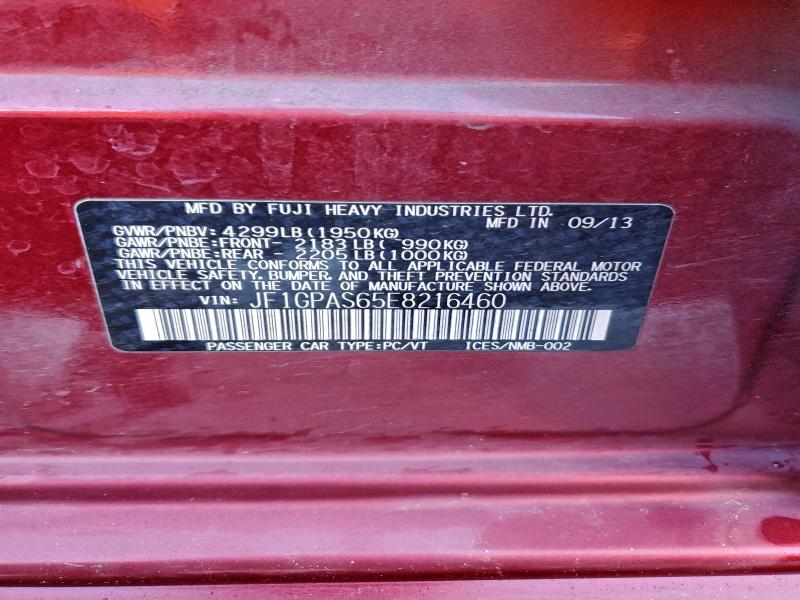 Photo 14 from auction – 2014 SUBARU IMPREZA SP with VIN JF1GPAS65E8216460