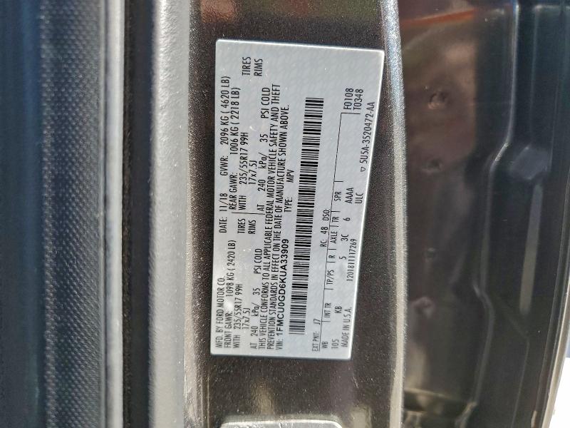 Photo 14 from auction – 2019 FORD ESCAPE with VIN 1FMCU0GD6KUA33909