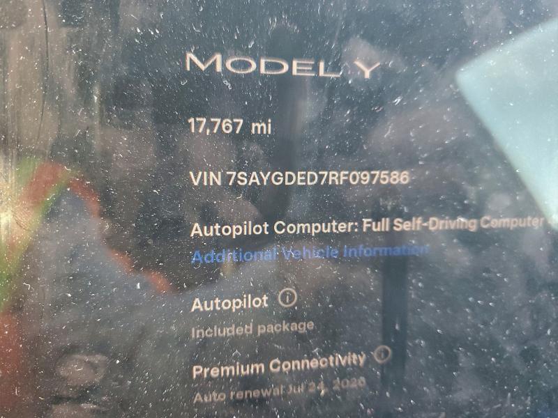 Photo 9 from auction – 2024 TESLA MODEL Y with VIN 7SAYGDED7RF097586