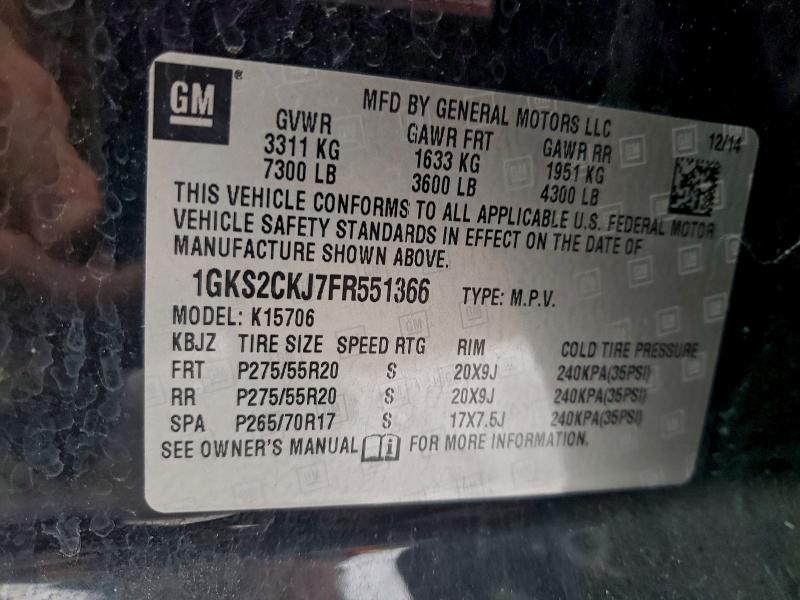 Photo 14 from auction – 2015 GMC YUKON DENA with VIN 1GKS2CKJ7FR551366