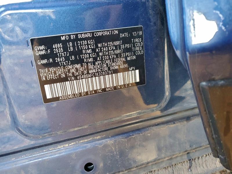 Photo 14 from auction – 2019 SUBARU OUTBACK 2. with VIN 4S4BSAFC1K3283791