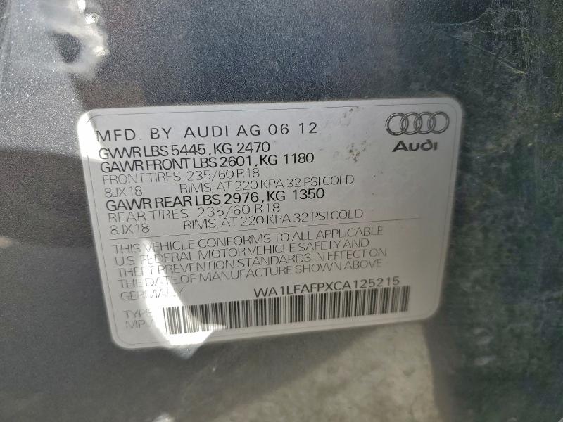 Photo 14 from auction – 2012 AUDI Q5 PREMIUM with VIN WA1LFAFPXCA125215