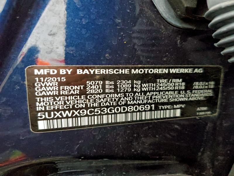 Photo 14 from auction – 2016 BMW X3 XDRIVE2 with VIN 5UXWX9C53G0D80691