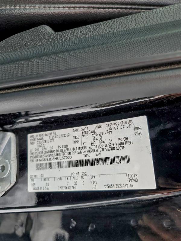 Photo 14 from auction – 2017 FORD ESCAPE with VIN 1FMCU9JD8HUE57033