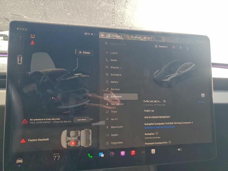 Photo 9 from auction – 2025 TESLA MODEL 3 with VIN 5YJ3E1EA7SF883007