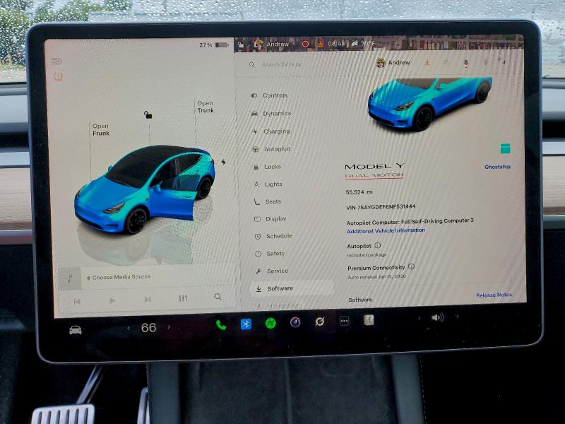 Photo 9 from auction – 2022 TESLA MODEL Y with VIN 7SAYGDEF6NF531444