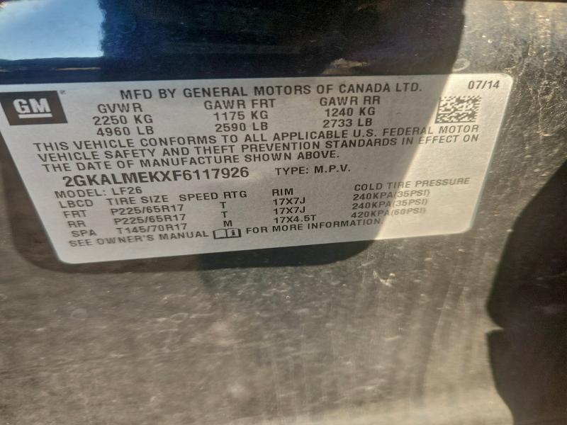 Photo 14 from auction – 2015 GMC TERRAIN SL with VIN 2GKALMEKXF6117926