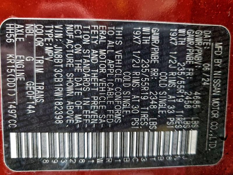 Photo 14 from auction – 2024 NISSAN ROGUE SL with VIN JN8BT3CB1RW182398