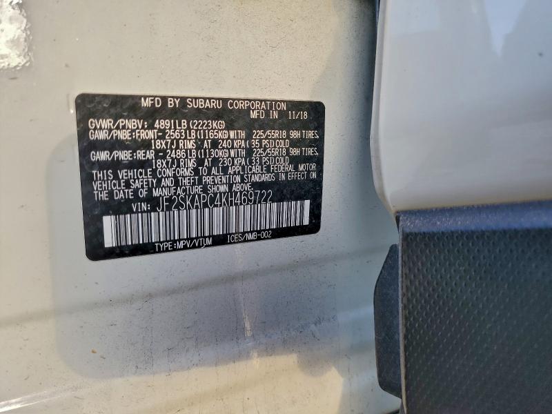 Photo 14 from auction – 2019 SUBARU FORESTER S with VIN JF2SKAPC4KH469722