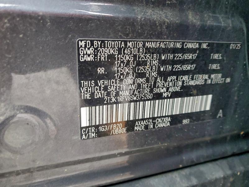Photo 14 from auction – 2025 TOYOTA RAV4 with VIN 2T3K1RFV8SW375260