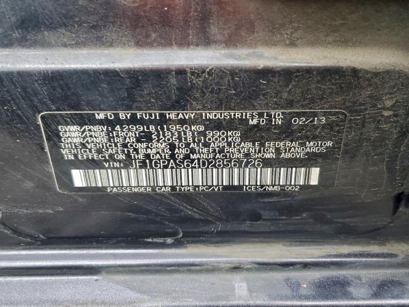 Photo 14 from auction – 2013 SUBARU IMPREZA SP with VIN JF1GPAS64D2856726