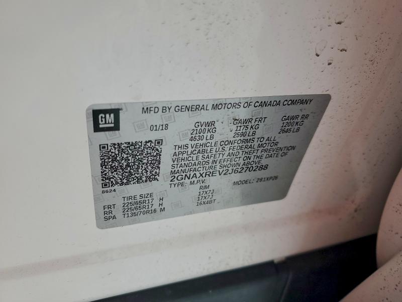 Photo 14 from auction – 2018 CHEVROLET EQUINOX LS with VIN 2GNAXREV2J6270288