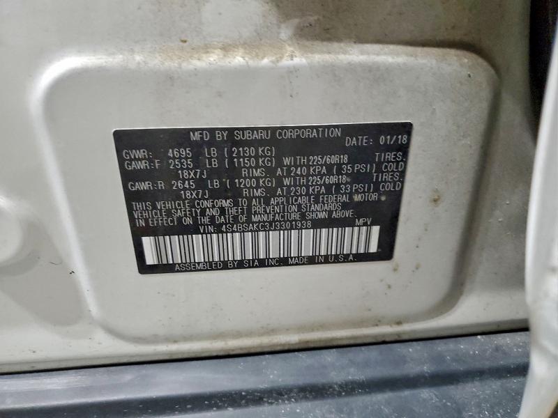 Photo 14 from auction – 2018 SUBARU OUTBACK 2. with VIN 4S4BSAKC3J3301938