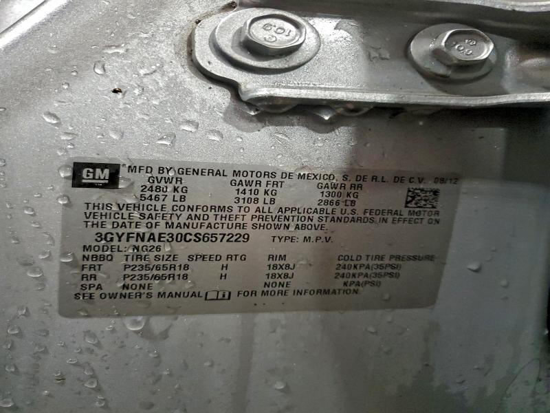 Photo 14 from auction – 2012 CADILLAC SRX with VIN 3GYFNAE30CS657229