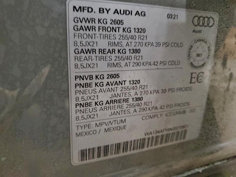 Photo 14 from auction – 2021 AUDI SQ5 SPORTB with VIN WA134AFY6M2070921