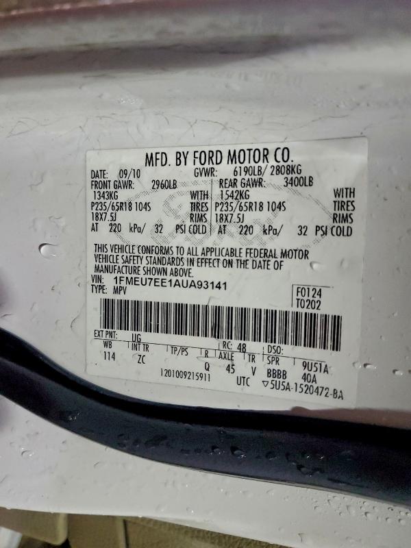 Photo 14 from auction – 2010 FORD EXPLORER E with VIN 1FMEU7EE1AUA93141