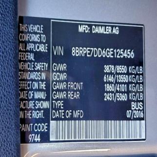 Photo 14 from auction – 2016 MERCEDES-BENZ SPRINTER 2 with VIN 8BRPE7DD6GE125456