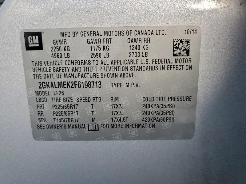 Фото 14 с аукциона – 2015 GMC TERRAIN SL с VIN 2GKALMEK2F6198713