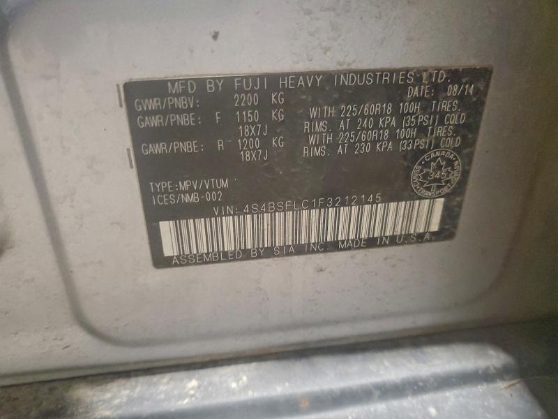Photo 14 from auction – 2015 SUBARU OUTBACK 3. with VIN 4S4BSFLC1F3212145