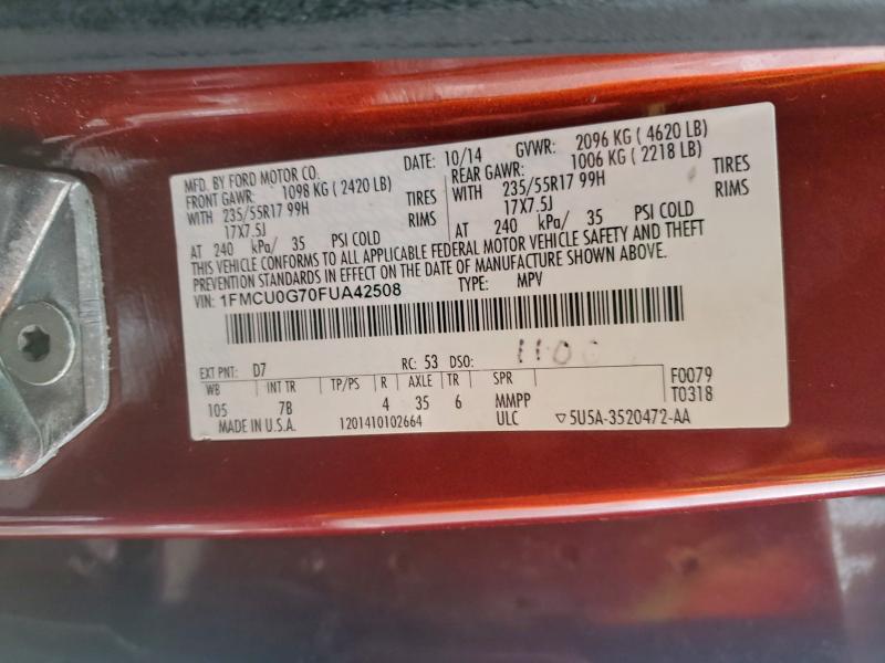 Photo 14 from auction – 2015 FORD ESCAPE with VIN 1FMCU0G70FUA42508