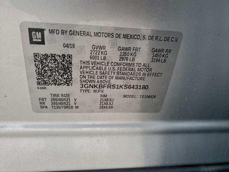 Photo 14 from auction – 2019 CHEVROLET BLAZER PRE with VIN 3GNKBFRS1KS643180