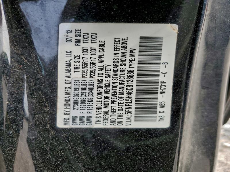 Photo 14 from auction – 2012 HONDA ODYSSEY EX with VIN 5FNRL5H46CB128686