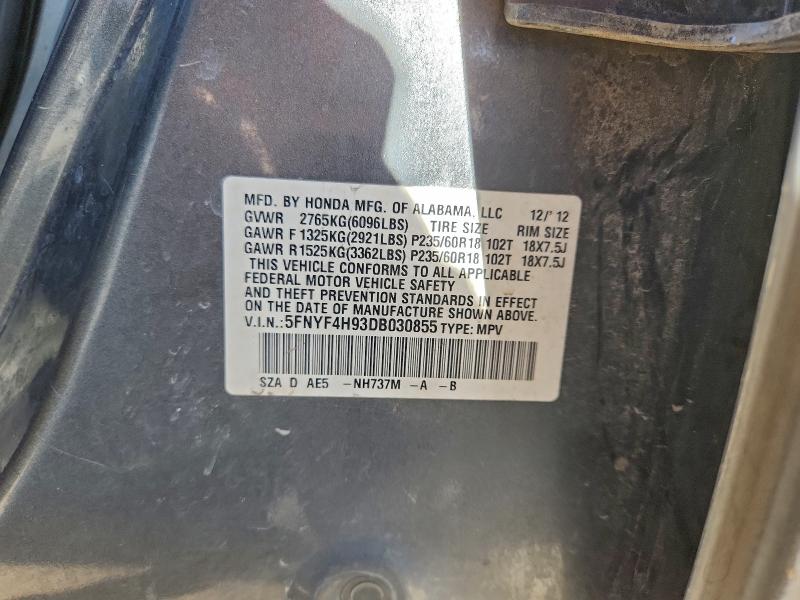 Photo 14 from auction – 2013 HONDA PILOT TOUR with VIN 5FNYF4H93DB030855