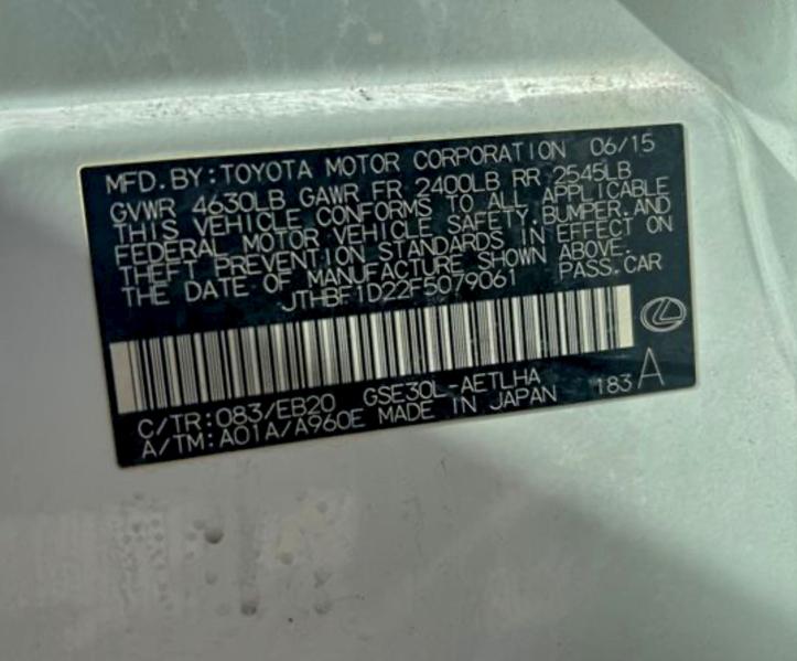 Photo 10 from auction – 2015 LEXUS IS 250 with VIN JTHBF1D22F5079061