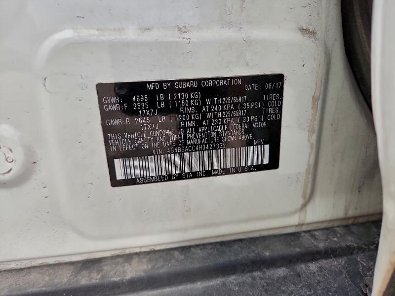 Photo 14 from auction – 2017 SUBARU OUTBACK 2. with VIN 4S4BSACC4H3427332