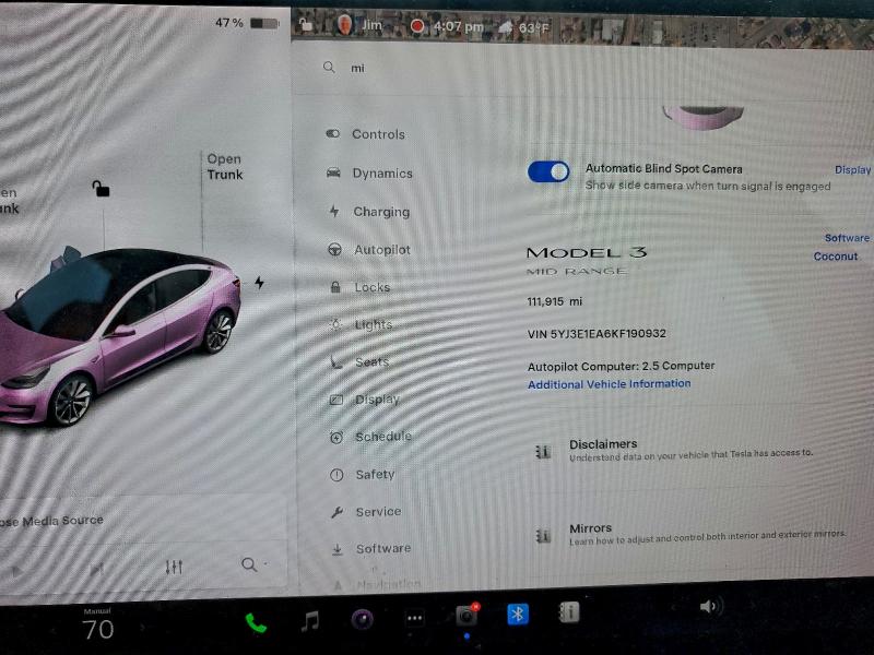 Photo 9 from auction – 2019 TESLA MODEL 3 with VIN 5YJ3E1EA6KF190932