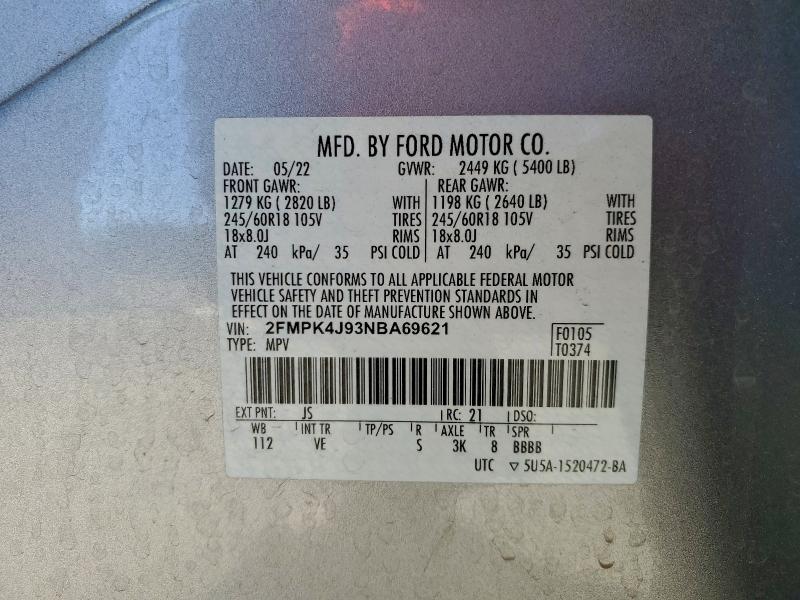Photo 14 from auction – 2022 FORD EDGE SEL with VIN 2FMPK4J93NBA69621