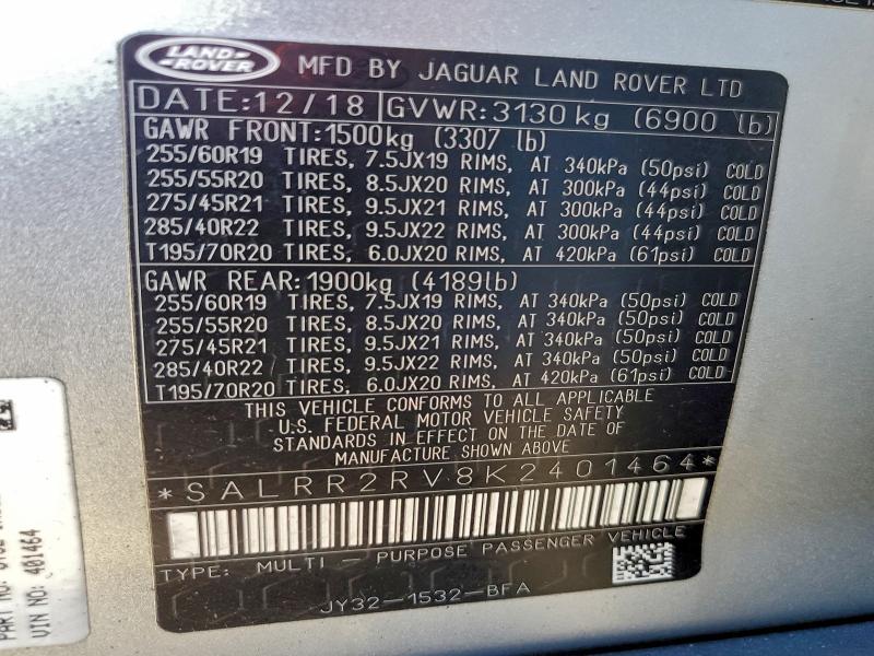 Photo 14 from auction – 2019 LAND ROVER DISCOVERY with VIN SALRR2RV8K2401464